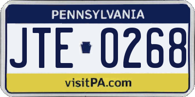 PA license plate JTE0268