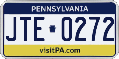 PA license plate JTE0272