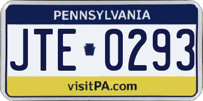 PA license plate JTE0293