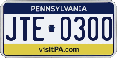 PA license plate JTE0300