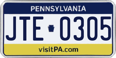 PA license plate JTE0305