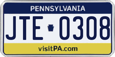 PA license plate JTE0308