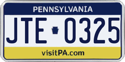 PA license plate JTE0325