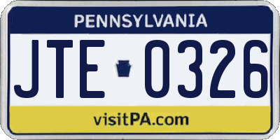 PA license plate JTE0326