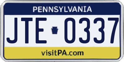 PA license plate JTE0337