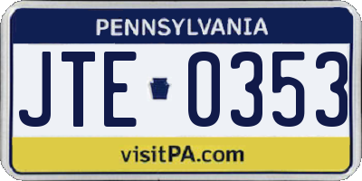 PA license plate JTE0353