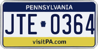 PA license plate JTE0364