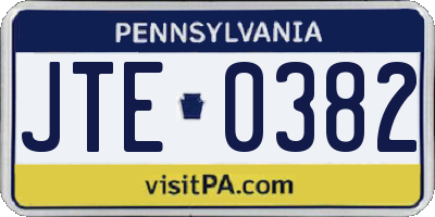 PA license plate JTE0382
