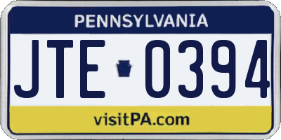 PA license plate JTE0394