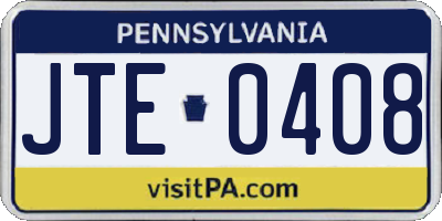 PA license plate JTE0408