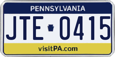 PA license plate JTE0415