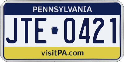 PA license plate JTE0421