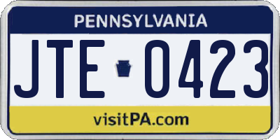 PA license plate JTE0423