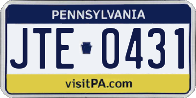 PA license plate JTE0431