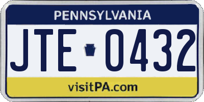 PA license plate JTE0432