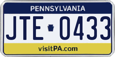 PA license plate JTE0433