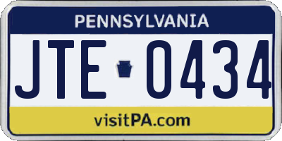 PA license plate JTE0434