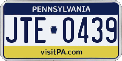 PA license plate JTE0439