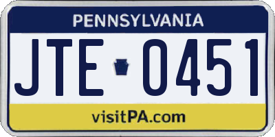 PA license plate JTE0451