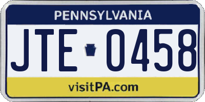 PA license plate JTE0458