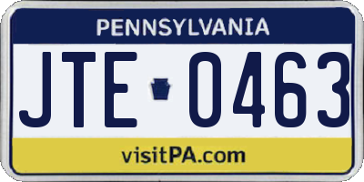 PA license plate JTE0463