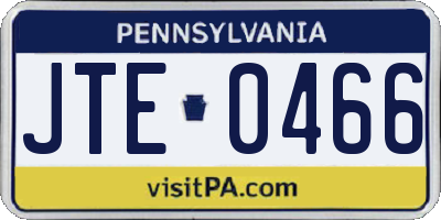 PA license plate JTE0466