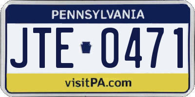PA license plate JTE0471