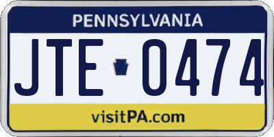 PA license plate JTE0474