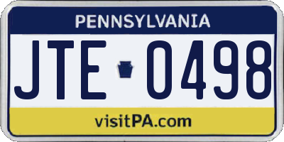 PA license plate JTE0498