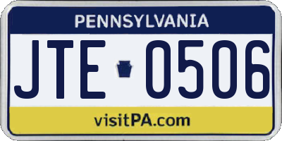 PA license plate JTE0506