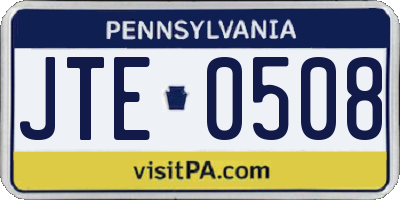 PA license plate JTE0508