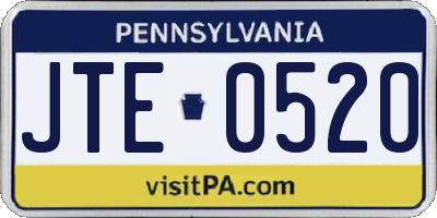 PA license plate JTE0520