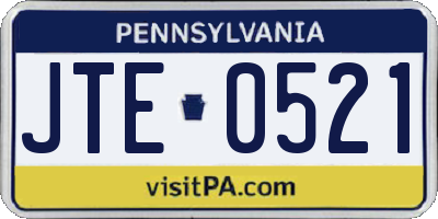 PA license plate JTE0521