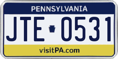PA license plate JTE0531