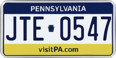 PA license plate JTE0547