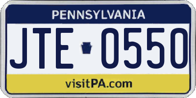 PA license plate JTE0550