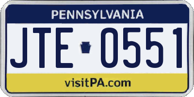 PA license plate JTE0551