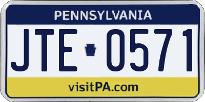 PA license plate JTE0571