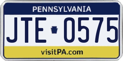 PA license plate JTE0575