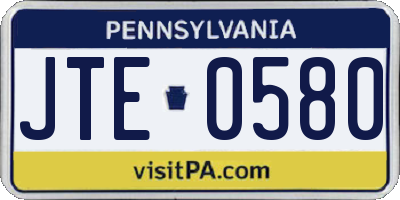 PA license plate JTE0580