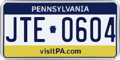 PA license plate JTE0604