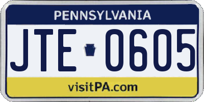 PA license plate JTE0605