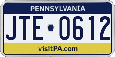 PA license plate JTE0612