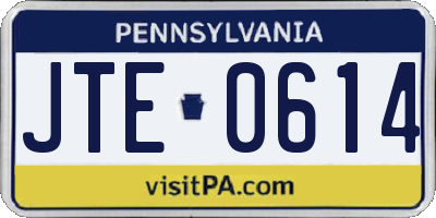 PA license plate JTE0614