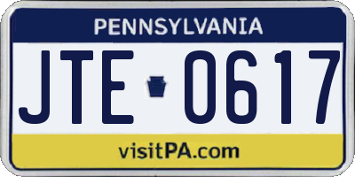 PA license plate JTE0617