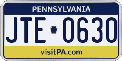 PA license plate JTE0630