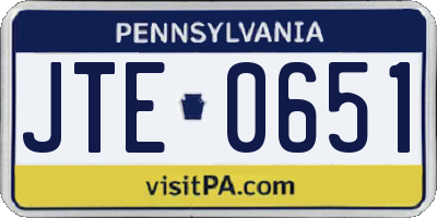 PA license plate JTE0651