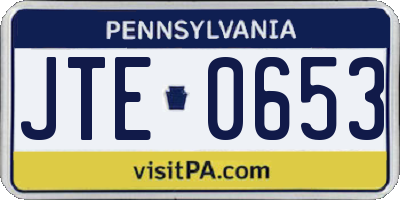 PA license plate JTE0653