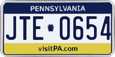 PA license plate JTE0654