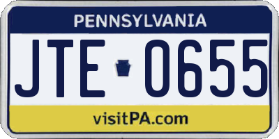 PA license plate JTE0655